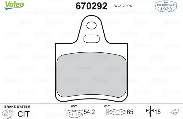 Valeo 670292 - Kit pastiglie freno, Freno a disco www.autoricambit.com