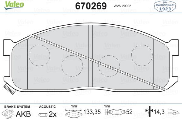 Valeo 670269 - Kit pastiglie freno, Freno a disco www.autoricambit.com