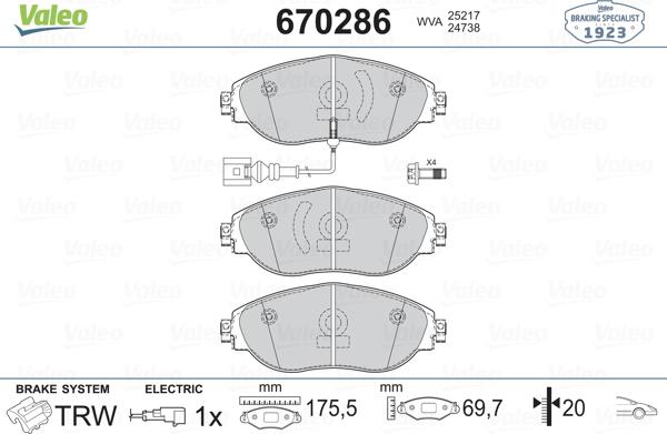 Valeo 670286 - Kit pastiglie freno, Freno a disco www.autoricambit.com