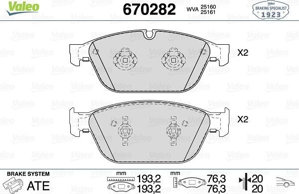 Valeo 670282 - Kit pastiglie freno, Freno a disco www.autoricambit.com