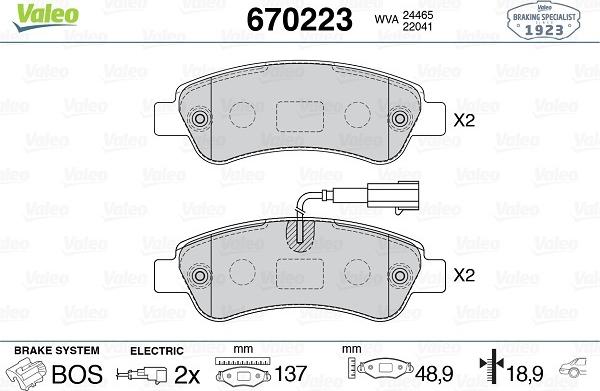 Valeo 670223 - Kit pastiglie freno, Freno a disco www.autoricambit.com