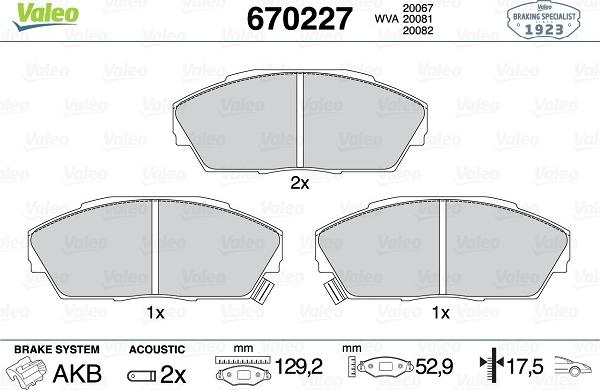 Valeo 670227 - Kit pastiglie freno, Freno a disco www.autoricambit.com