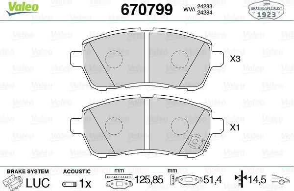 Valeo 670799 - Kit pastiglie freno, Freno a disco www.autoricambit.com