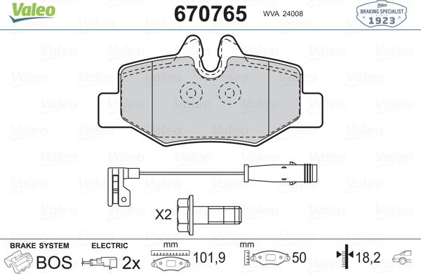 Valeo 670765 - Kit pastiglie freno, Freno a disco www.autoricambit.com