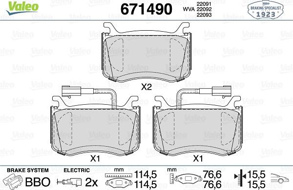 Valeo 671490 - Kit pastiglie freno, Freno a disco www.autoricambit.com