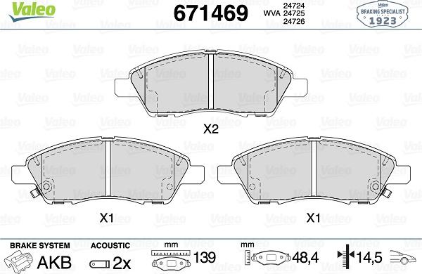 Valeo 671469 - Kit pastiglie freno, Freno a disco www.autoricambit.com