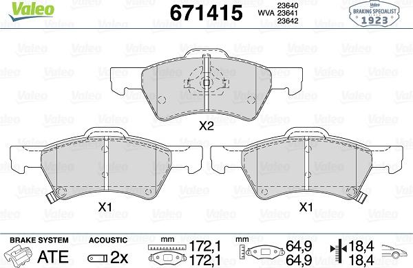 Valeo 671415 - Kit pastiglie freno, Freno a disco www.autoricambit.com