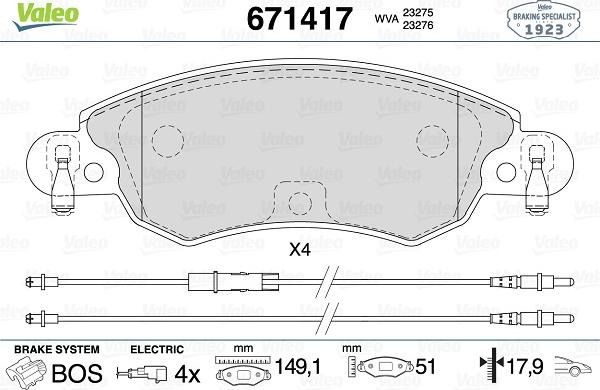 Valeo 671417 - Kit pastiglie freno, Freno a disco www.autoricambit.com