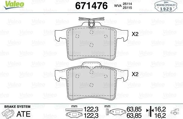 Valeo 671476 - Kit pastiglie freno, Freno a disco www.autoricambit.com