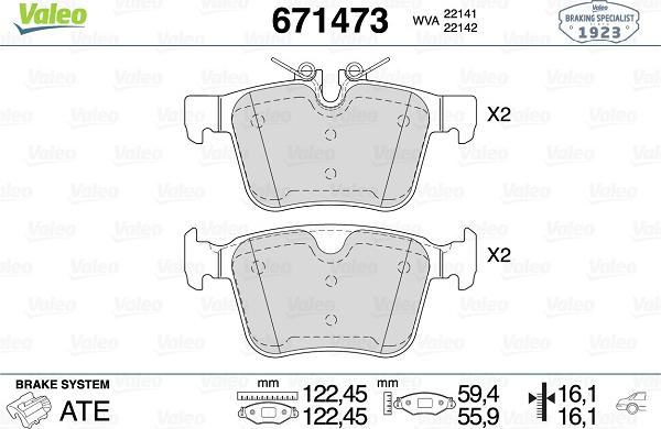 Valeo 671473 - Kit pastiglie freno, Freno a disco www.autoricambit.com