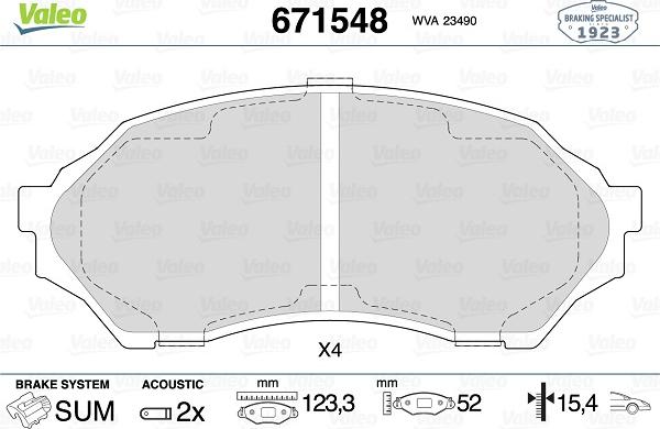 Valeo 671548 - Kit pastiglie freno, Freno a disco www.autoricambit.com