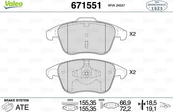 Valeo 671551 - Kit pastiglie freno, Freno a disco www.autoricambit.com