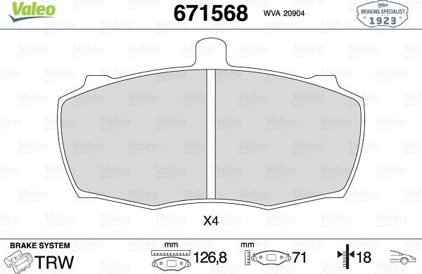 Valeo 671568 - Kit pastiglie freno, Freno a disco www.autoricambit.com