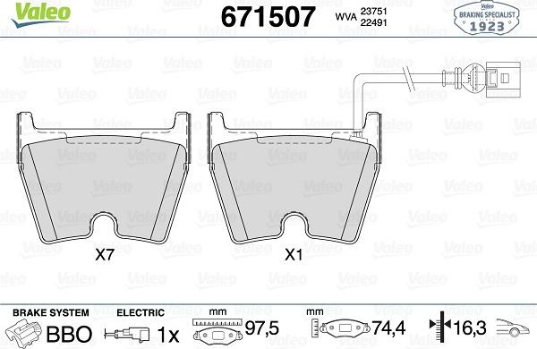 Valeo 671507 - Kit pastiglie freno, Freno a disco www.autoricambit.com