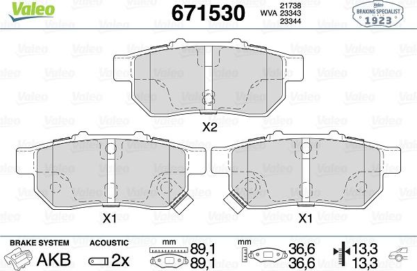 Valeo 671530 - Kit pastiglie freno, Freno a disco www.autoricambit.com