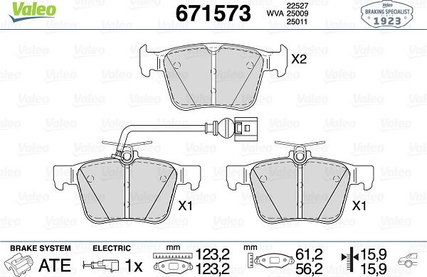 Valeo 671573 - Kit pastiglie freno, Freno a disco www.autoricambit.com