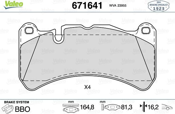 Valeo 671641 - Kit pastiglie freno, Freno a disco www.autoricambit.com