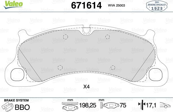 Valeo 671614 - Kit pastiglie freno, Freno a disco www.autoricambit.com