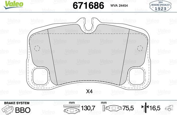 Valeo 671686 - Kit pastiglie freno, Freno a disco www.autoricambit.com