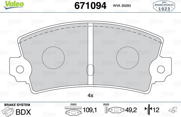 Valeo 671094 - Kit pastiglie freno, Freno a disco www.autoricambit.com