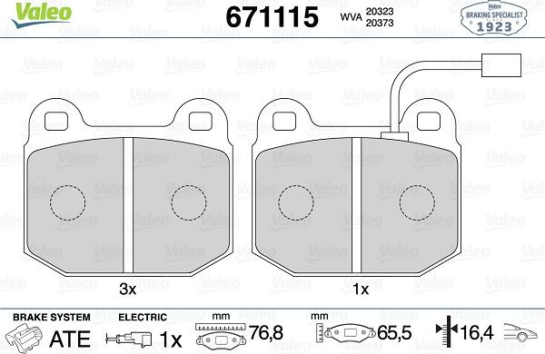 Valeo 671115 - Kit pastiglie freno, Freno a disco www.autoricambit.com