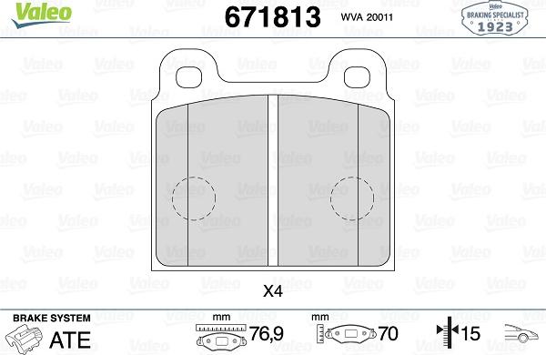 Valeo 671813 - Kit pastiglie freno, Freno a disco www.autoricambit.com