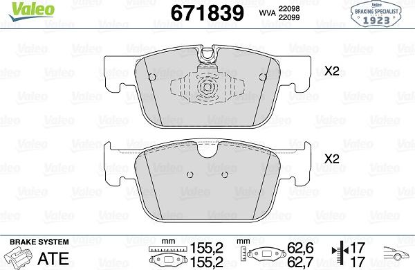 Valeo 671839 - Kit pastiglie freno, Freno a disco www.autoricambit.com