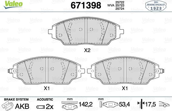 Valeo 671398 - Kit pastiglie freno, Freno a disco www.autoricambit.com