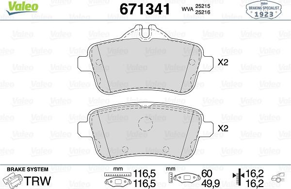 Valeo 671341 - Kit pastiglie freno, Freno a disco www.autoricambit.com