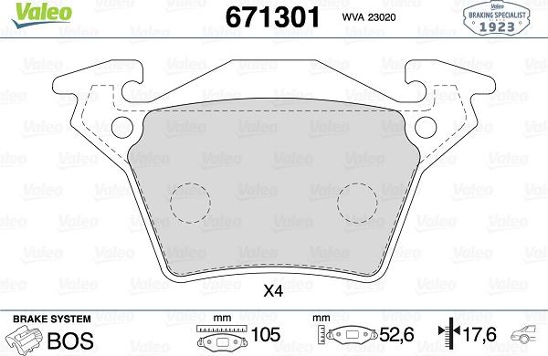 Valeo 671301 - Kit pastiglie freno, Freno a disco www.autoricambit.com