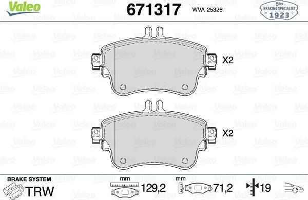 Valeo 671317 - Kit pastiglie freno, Freno a disco www.autoricambit.com