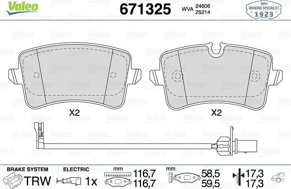 Valeo 671325 - Kit pastiglie freno, Freno a disco www.autoricambit.com