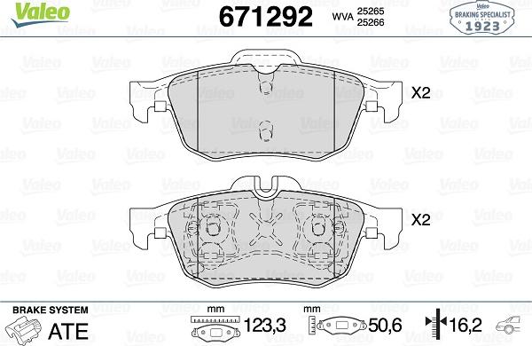 Valeo 671292 - Kit pastiglie freno, Freno a disco www.autoricambit.com