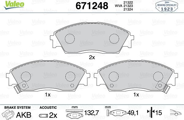 Valeo 671248 - Kit pastiglie freno, Freno a disco www.autoricambit.com