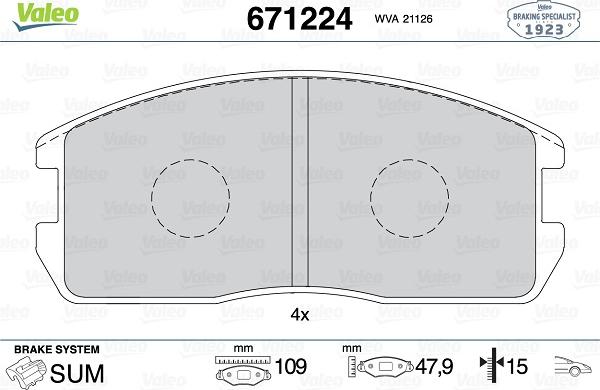 Valeo 671224 - Kit pastiglie freno, Freno a disco www.autoricambit.com