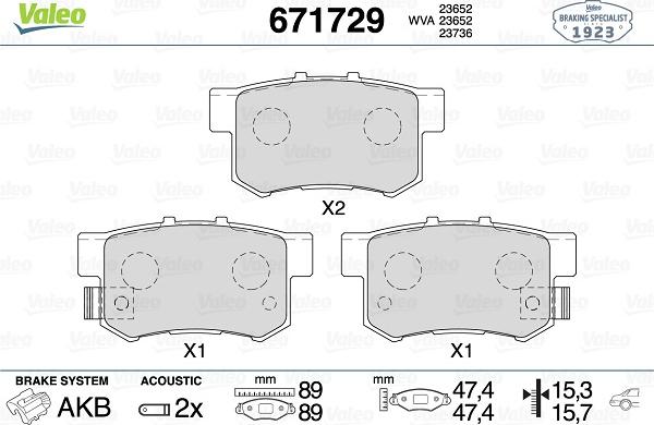 Valeo 671729 - Kit pastiglie freno, Freno a disco www.autoricambit.com