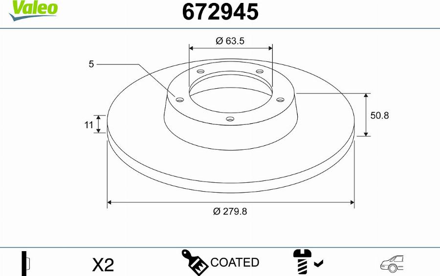 Valeo 672945 - Discofreno www.autoricambit.com