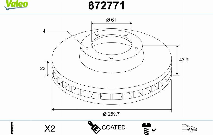 Valeo 672771 - Discofreno www.autoricambit.com