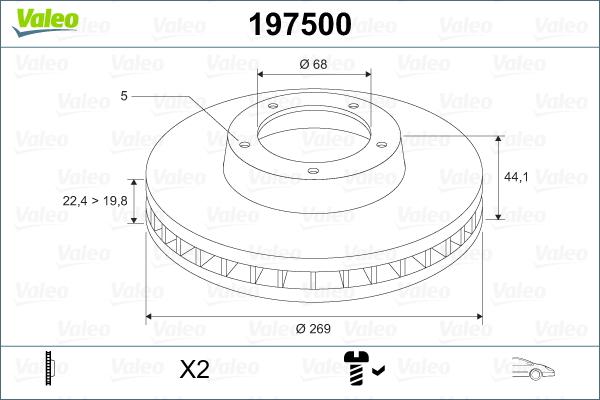 Valeo 197500 - Discofreno www.autoricambit.com