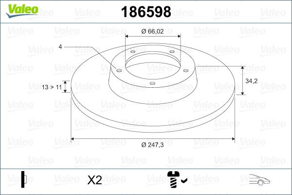 Valeo 186598 - Discofreno www.autoricambit.com