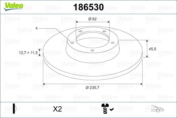 Valeo 186530 - Discofreno www.autoricambit.com