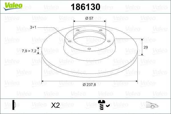 Valeo 186130 - Discofreno www.autoricambit.com