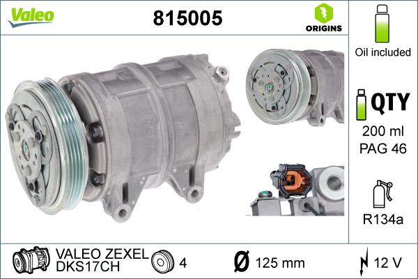 Valeo 815005 - Compressore, Climatizzatore www.autoricambit.com