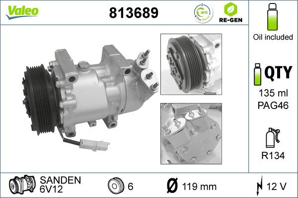 Valeo 813689 - Compressore, Climatizzatore www.autoricambit.com