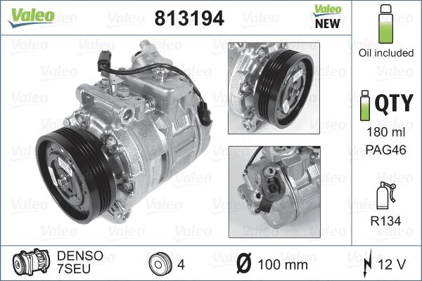 Valeo 813194 - Compressore, Climatizzatore www.autoricambit.com