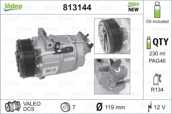 Valeo 813144 - Compressore, Climatizzatore www.autoricambit.com