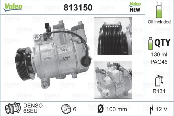 Valeo 813150 - Compressore, Climatizzatore www.autoricambit.com