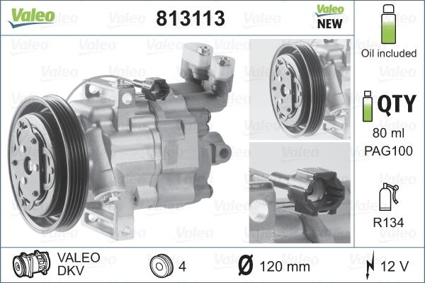 Valeo 813113 - Compressore, Climatizzatore www.autoricambit.com