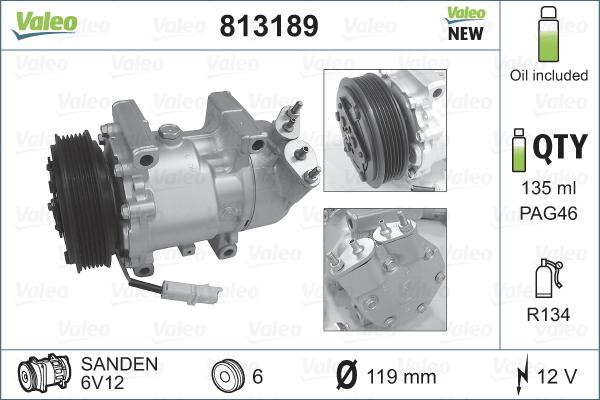 Valeo 813189 - Compressore, Climatizzatore www.autoricambit.com