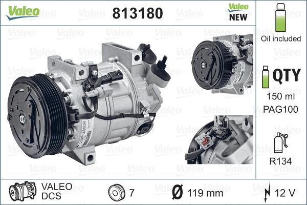 Valeo 813180 - Compressore, Climatizzatore www.autoricambit.com